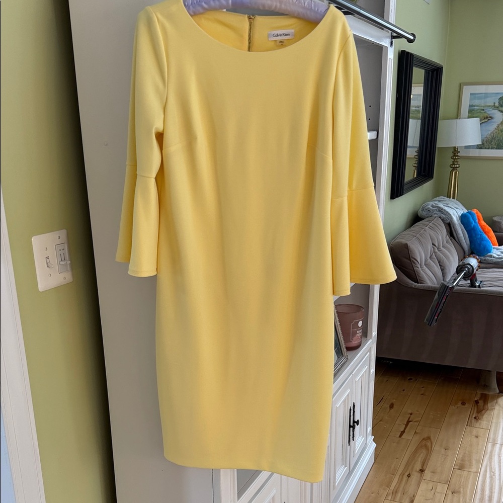 Calvin Klein Yellow Long Sleeve Dress